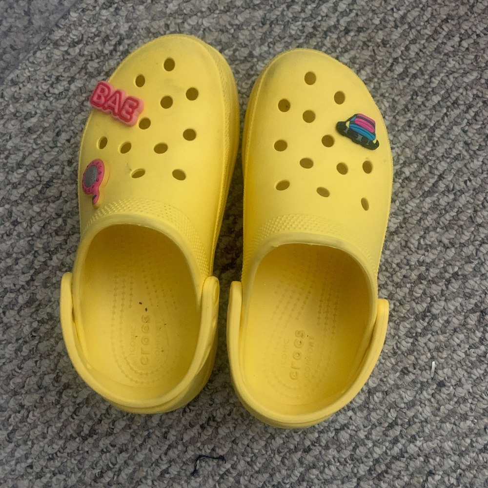 Yellow platform Crocs